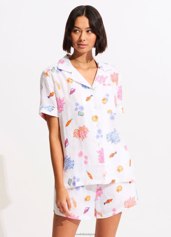 Seafolly femmes sous la mer plage courte vêtements blanc P8B62750