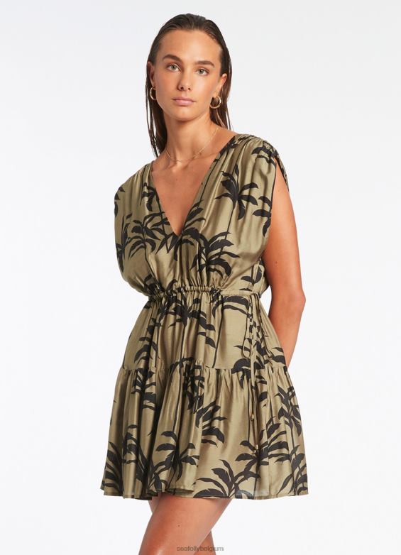 Seafolly femmes cache-maillot à plusieurs niveaux vêtements olive P8B62704
