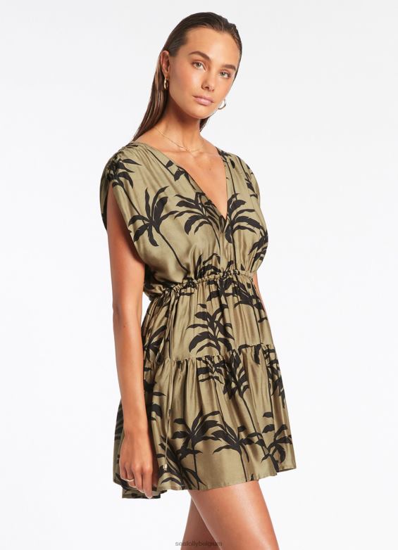 Seafolly femmes cache-maillot à plusieurs niveaux vêtements olive P8B62704