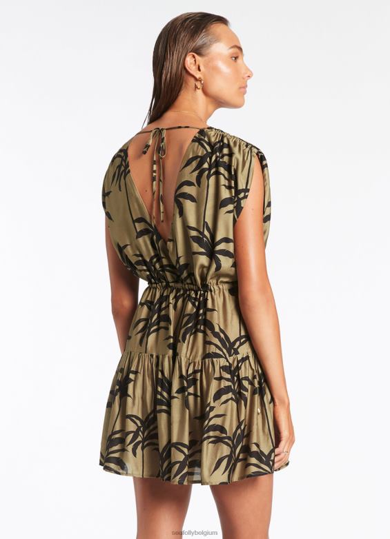 Seafolly femmes cache-maillot à plusieurs niveaux vêtements olive P8B62704