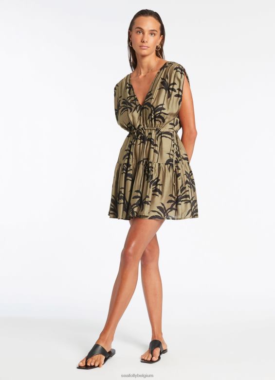 Seafolly femmes cache-maillot à plusieurs niveaux vêtements olive P8B62704