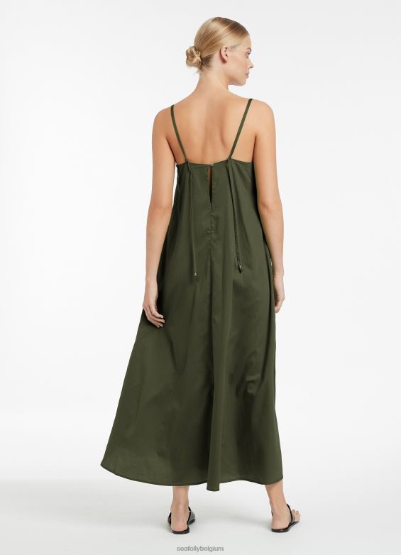 Seafolly femmes jetset une robe à bretelles en ligne vêtements olive P8B62698