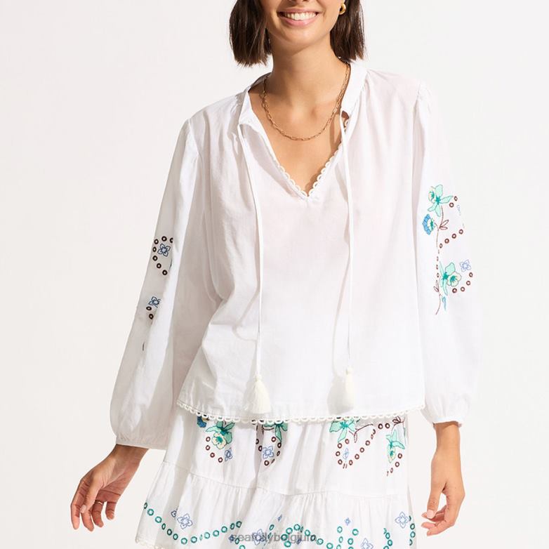 Seafolly femmes jupe brodée eden vêtements blanc P8B62722