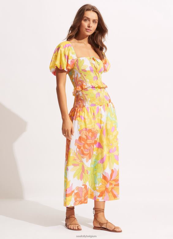 Seafolly femmes jupe froncée palm springslime light vêtements feux de la rampe P8B62726