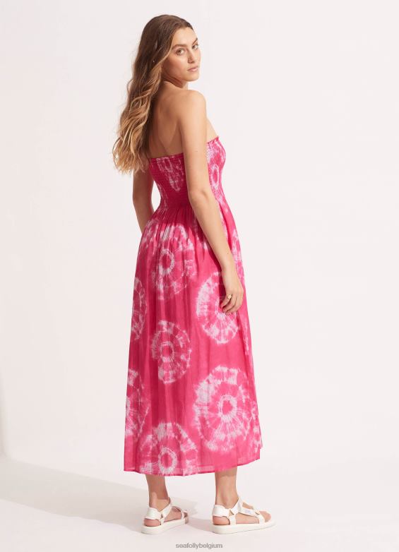 Seafolly femmes jupe/robe maxi tie-dye vêtements rose P8B62696