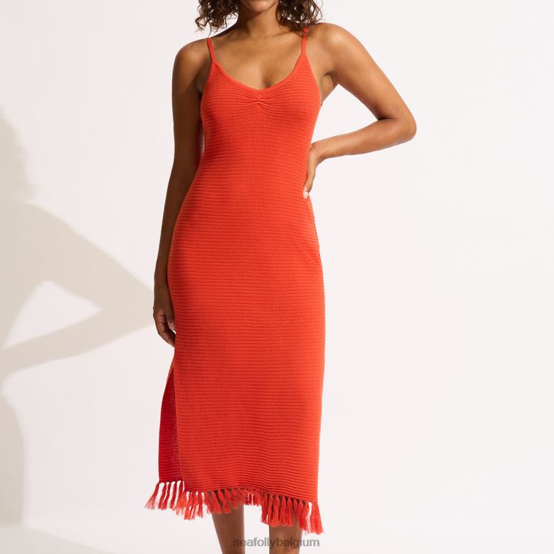 Seafolly femmes maxi couverture en tricot vêtements tamarillo P8B62657