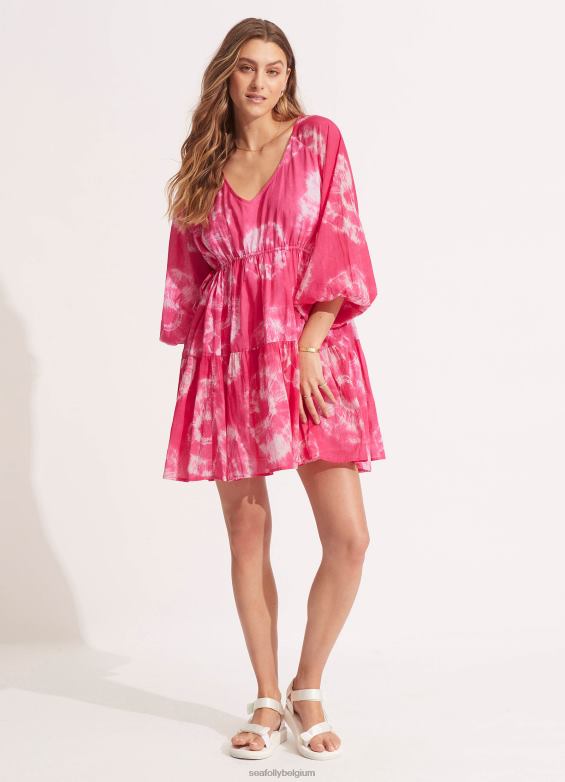 Seafolly femmes robe courte à effet tie-dye vêtements rose P8B62682