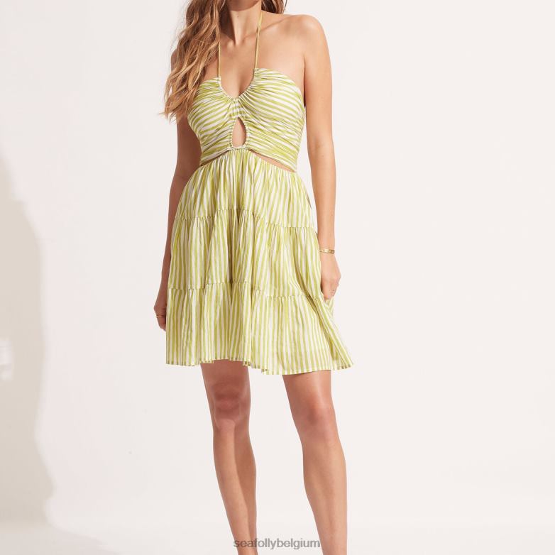 Seafolly femmes robe courte à rayures vêtements olive tendre P8B62690