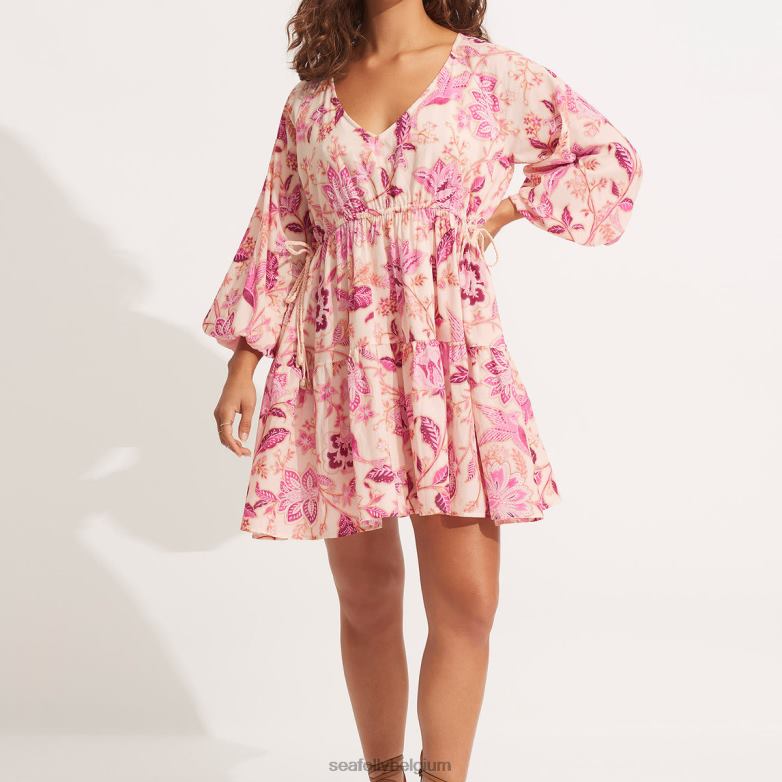 Seafolly femmes robe courte à volants sur la route de la soie vêtements parfait rose P8B62680