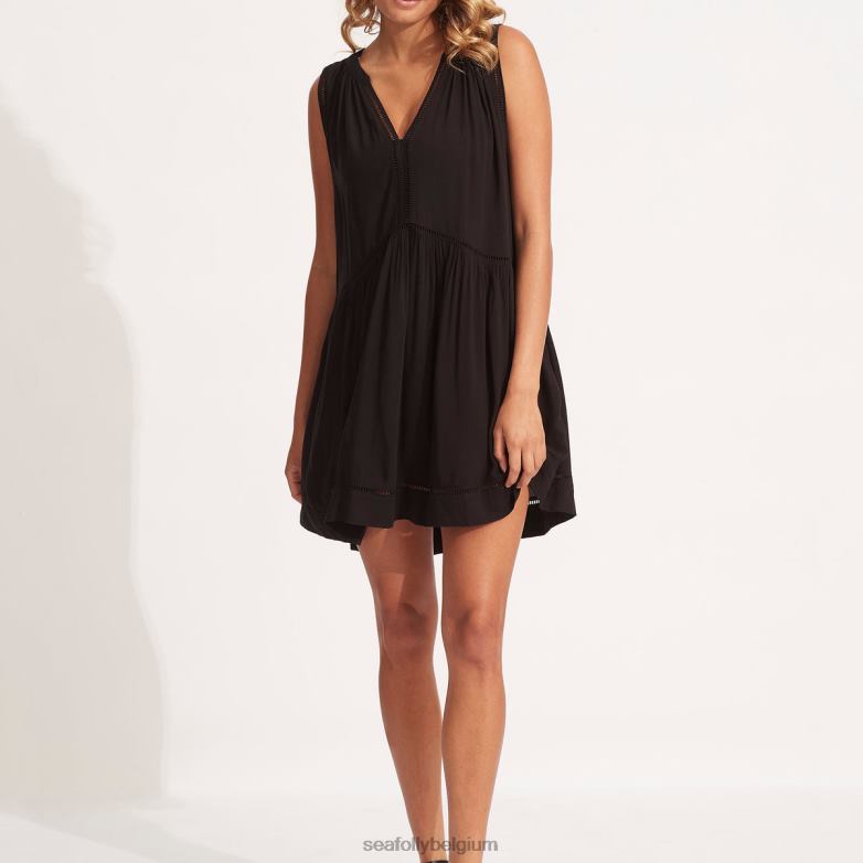 Seafolly femmes robe à détail d'échelle vêtements noir P8B62678